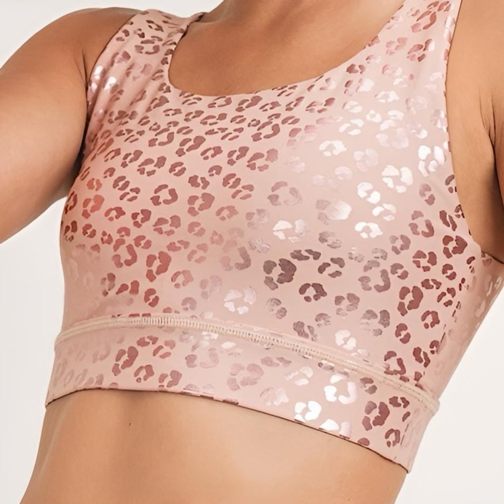 Brand New Mono B Shimmer Pink Animal Print Sports Bra